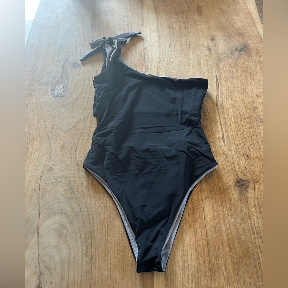 Black one shoulder bathing suit
